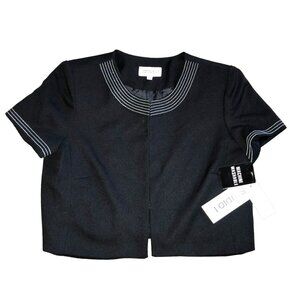 NWT Black Embroidered Cropped Jacket Size 12 Studio 1 Retro Look Womens